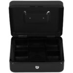 Caseta pentru bani tip cutie de valori, compartimentanta, cu cheie, metal, 30x24x9cm, negru Mob360 - imagine 6