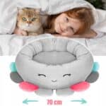 Pat pentru caini, cu margini groase ridicate, antiderapant, model meduza, 70x70x20 cm, gri Mob360 - imagine 6