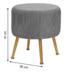 Taburet Atmosphera Solaro rotund cu baza aurie, 35x41 cm, gri Mob360 - imagine 4