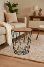 Masuta cafea Atmosphera Kumi, otel si MDF, 47x57 cm, negru Mob360 - imagine 2