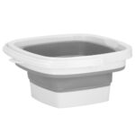 Lighean pliabil, patrat, din plastic si silicon, 24x19cm, 5litri, gri Mob360 - imagine 6