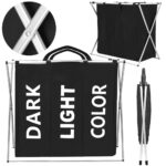 Cos de rufe cu 3 compartimente, cadru aluminiu, 68x40x60cm, 146 litri, negru Mob360 - imagine 6