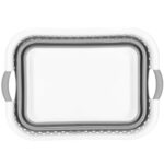 Cos de rufe pliabil tip lighean, cu manere, din plastic si silicon, 53x38x24cm, 24litri, gri Mob360 - imagine 6