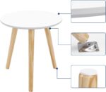 VASAGLE Masa de cafea, set de 2 bucati, picioare din lemn si blat MDF, design minimalist scandinav, 45x50cm si 35x35cm, alb Mob360 - imagine 5