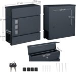 Cutie postala de exterior, pentru gard sau perete, din otel zincat, cu incuietoare, 37x11x37cm, gri Mob360 - imagine 6