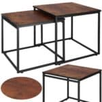 Set 2 mese pentru cafea, cadru otel, stil industrial, 50x50x52 cm si 45x45x47 cm, maro Mob360 - imagine 7