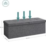 Taburet pliabil cu sezut moale, spatiu de depozitare 120litri, maxim 300kg, 110x38x38cm, gri Mob360 - imagine 6