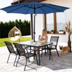 Umbrela terasa gradina, cu manivela si inclinare, diametru 300cm, Albastru Mob360 - imagine 6