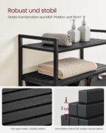 VASAGLE Cos de rufe, cu 2 saci detasabili, 2 rafturi, capacitate de 46L per sac, 73x33x92cm , negru si gri Mob360 - imagine 6