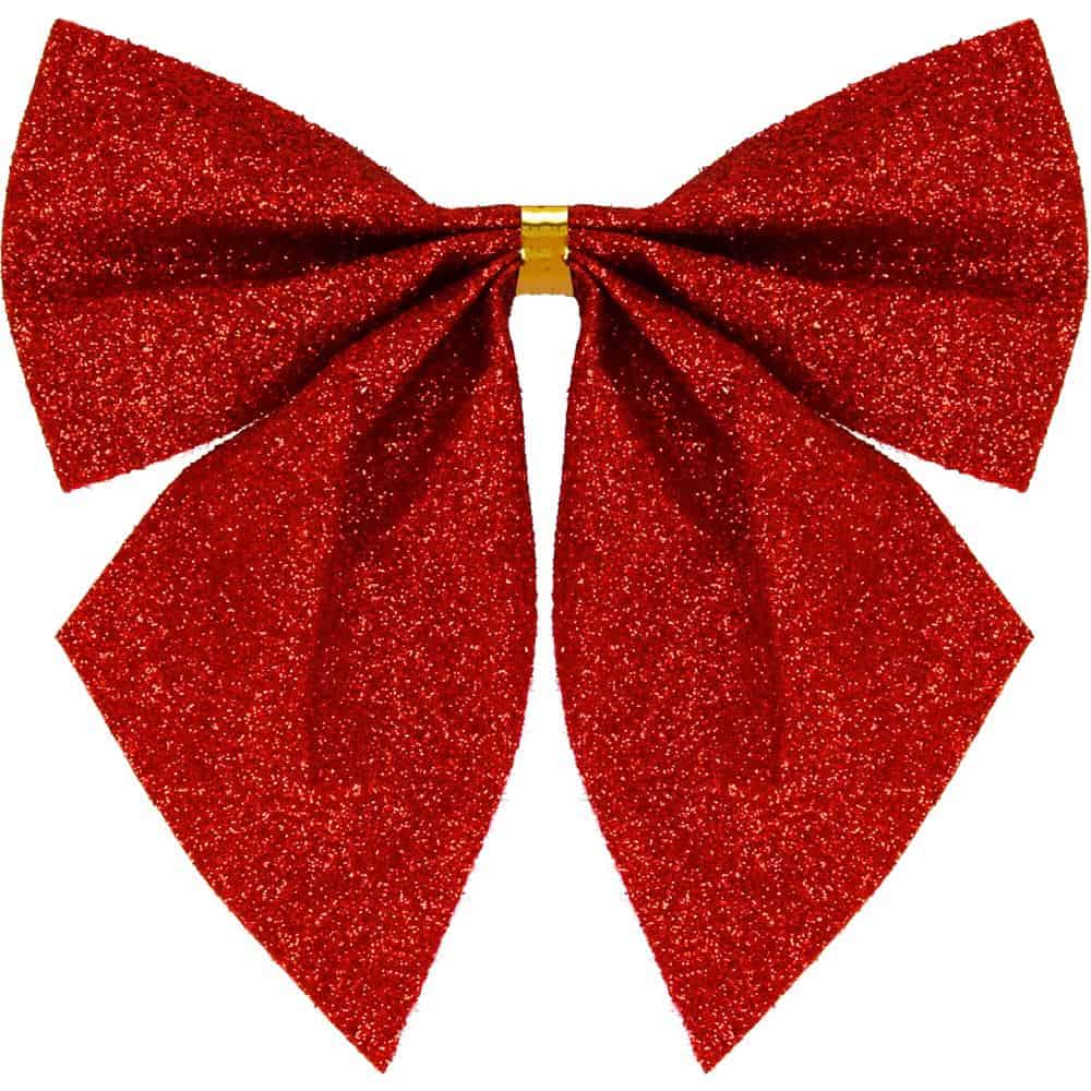 6-3 Set 3 ornamente pentru bradul de Craciun, fundita, 11cm, rosu Mob360 - imagine 1