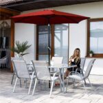 Umbrela terasa gradina, cu manivela si inclinare, diametru 250cm, Rosu Mob360 - imagine 8