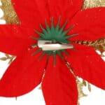 Set 10 ornamente pentru bradul de Craciun, stea Poinsettia, 14cm, rosu auriu Mob360 - imagine 6