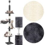 Ansamblu de joaca pentru pisici, tip stalp de catarat pana la tavan, inaltime reglabila, 240 - 265 cm, gri inchis Mob360 - imagine 7