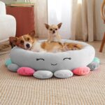 Pat pentru caini, cu margini groase ridicate, antiderapant, model meduza, 70x70x20 cm, gri Mob360 - imagine 7