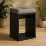 Taburet pentru masuta de toaleta cu sezut confortabil, 30x30x42 cm, negru Mob360 - imagine 5