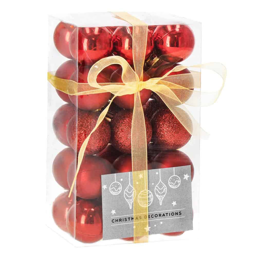 7-10 Set globuri de Craciun, 30 bucati, 3 modele, 3cm, rosu Mob360 - imagine 1