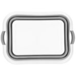 Cos de rufe pliabil tip lighean, cu manere, din plastic si silicon, 53x38x24cm, 24litri, gri Mob360 - imagine 7