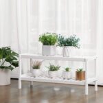 Raft de depozitare din bambus, cu 2 niveluri, 26x70x33cm, alb Mob360 - imagine 6