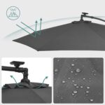 Umbrela de gradina cu brat lateral banana, 300cm, cu iluminare LED solara, gri Mob360 - imagine 7