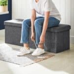 Taburet pliabil cu sezut moale, spatiu de depozitare 120litri, maxim 300kg, 110x38x38cm, gri Mob360 - imagine 7