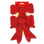 Set 2 ornamente pentru bradul de Craciun, fundita, 18cm, rosu Mob360 - imagine 7