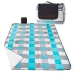 Patura pentru picnic sau plaja, cu folie izolatoare si maner, 200x240cm, albastru gri Mob360