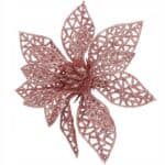 Set 10 ornamente pentru bradul de Craciun, stea Poinsettia, 10cm, roz Mob360 - imagine 6