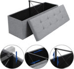 Taburet pliabil cu sezut moale, spatiu de depozitare 131litri, maxim 300kg, 110x38x38cm, gri Mob360 - imagine 7