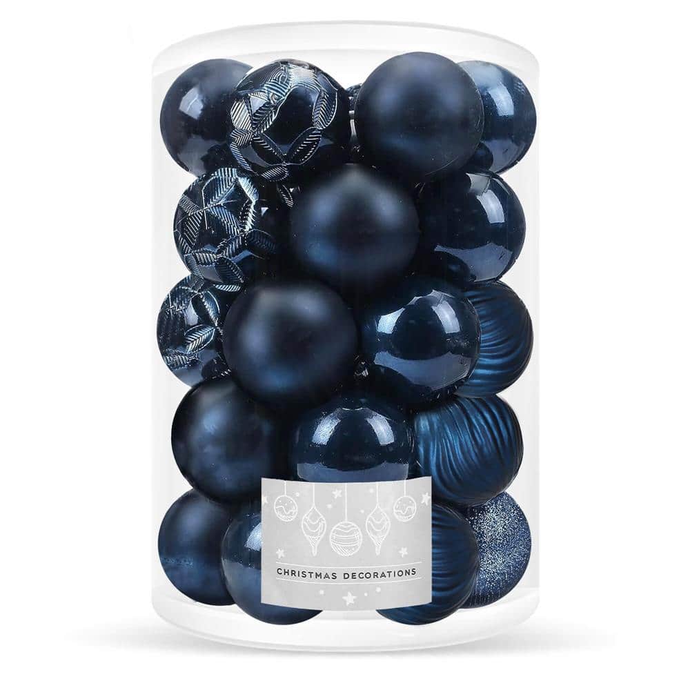 7-51 Set globuri de Craciun, 30 bucati, 6 modele, 8cm, albastru inchis Mob360 - imagine 1