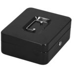 Caseta pentru bani tip cutie de valori, compartimentanta, cu cheie, metal, 30x24x9cm, negru Mob360 - imagine 7