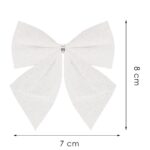 Set 6 ornamente pentru bradul de Craciun, fundita, 8cm, alb Mob360 - imagine 6