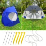 Umbrela plaja 3in1 215x205 cm, cu paravan lateral, fereastra si husa transport, material UV, albastru Mob360 - imagine 7