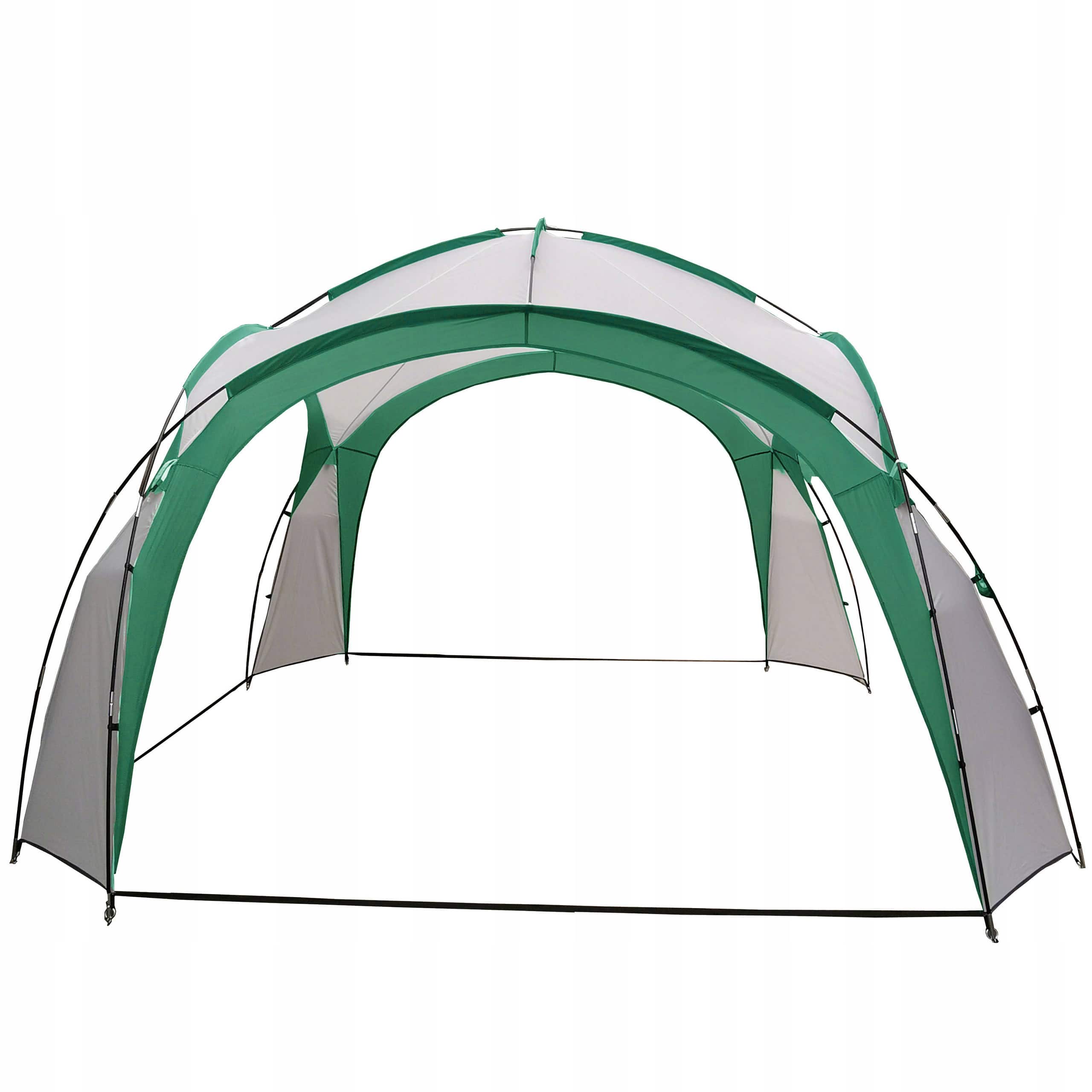 7-cort Pavilion gradina 350x350x230 cm, structura fibra de sticla, acoperis poliester impermeabil, verde cu alb Mob360 - imagine 1