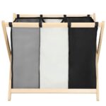 Cos de rufe cu 3 compartimente, cadru din lemn, 67x43x55 cm, 105 litri Mob360 - imagine 7