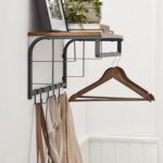 VASAGLE Cuier de perete cu raft de depozitare, 5 carlige detasabile, 30x66x27cm, maro rustic si negru Mob360 - imagine 4