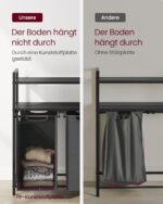 VASAGLE Cos de rufe, cu 2 saci detasabili, 2 rafturi, capacitate de 46L per sac, 73x33x92cm , negru si gri Mob360 - imagine 8