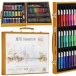 Set de pictura si desen pentru copii, 150 de piese, trusa lemn maro Mob360 - imagine 8