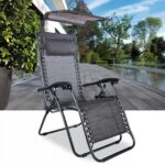 Sezlong pliabil cu parasolar si tetiera, reglabil in 2 pozitii, suport pahare, 174cm, gri Mob360 - imagine 6