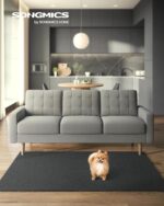 Covor decorativ antiderapant, lavabil la masina, 120x170 cm, gri carbune Mob360 - imagine 6