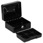 Caseta pentru bani tip cutie de valori, compartimentanta, cu cheie, metal, 15x12x8cm, negru Mob360 - imagine 8