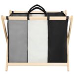 Cos de rufe cu 3 compartimente, cadru din lemn, 67x43x55 cm, 105 litri Mob360 - imagine 8