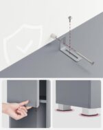 VASAGLE Dulap inalt 30x30x170 cm, cu sertar, rafturi reglabile si usi reversibile, MDF, gri Mob360 - imagine 7