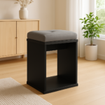 Taburet pentru masuta de toaleta cu sezut confortabil, 30x30x42 cm, negru Mob360 - imagine 7