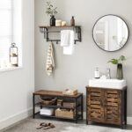 VASAGLE Cuier de perete cu raft de depozitare, 5 carlige detasabile, 30x66x27cm, maro rustic si negru Mob360 - imagine 8