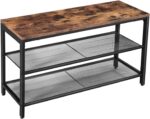 VASAGLE Raft pentru pantofi, cu 2 nivele, metal, 80x30x44cm, stil industrial, maro rustic si negru Mob360 - imagine 4