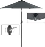 Umbrela de gradina 200 cm, inclinare dubla 30°, poliester UPF 50+, cadru metalic, gri Mob360 - imagine 7