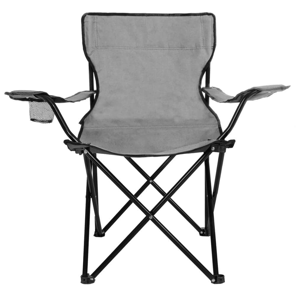 9-12 Scaun pliabil camping sau pescuit , cu suport pahar, gri Mob360 - imagine 1