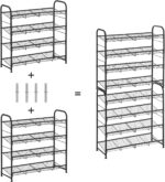 Pantofar cu 4 rafturi de depozitare, din metal, polite cu unghi reglabil, 28x69x65cm, negru Mob360 - imagine 9