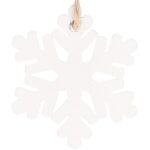 Decoratiune brad fulg de zapada din lemn, set 6 bucati, 4cm, alb Mob360