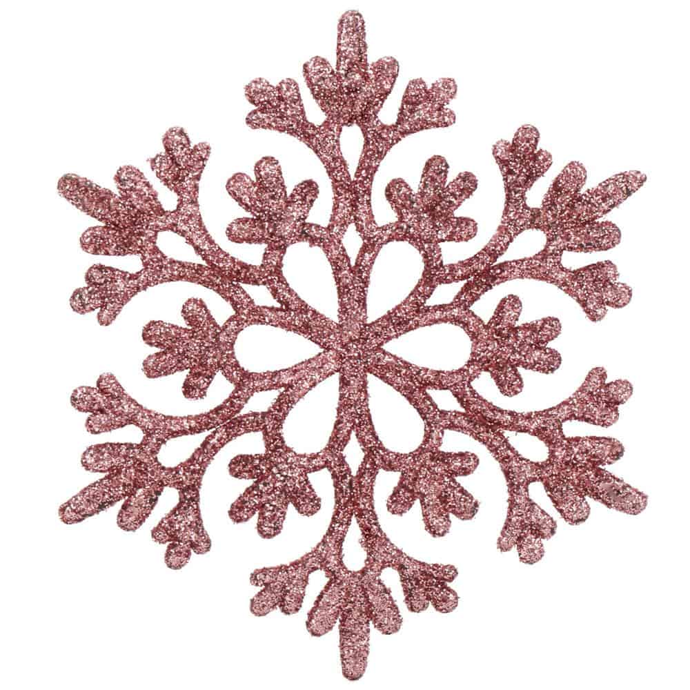 9-146 Decoratiune brad fulg de zapada, set 12 bucati, 10cm, roz Mob360 - imagine 1